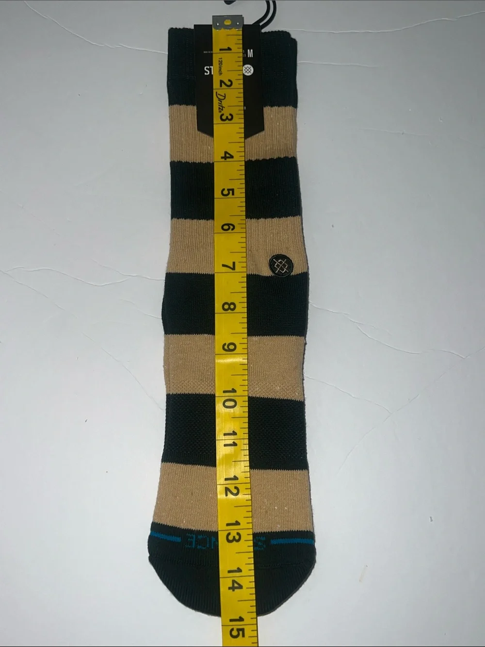NWT STANCE Nep Stripe Crew Socks Green/Cream Medium Unisex